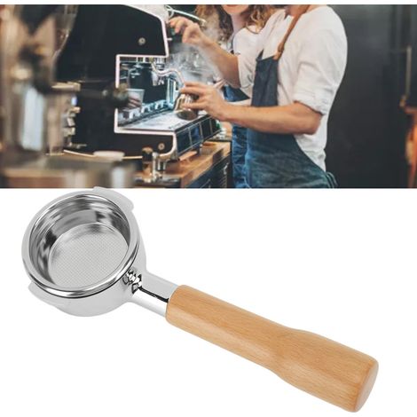 Aibao E61 einlagiger 58-mm-Filter für die doppelte Kaffeeportion, Dosiergriff ohne Boden, C1, Buchenholz (1/5)
