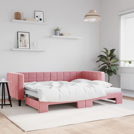 Lit de jour avec gigogne sans matelas-Canapé-lit rose 80x200 cm 897003 (1/5)
