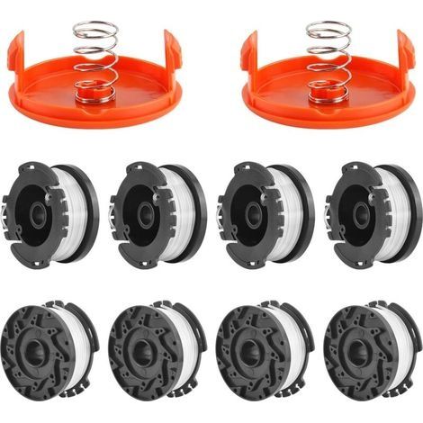 10er-Pack Trimmerfadenspulen, kompatibel mit Trimmern von Black and Decker, A6481 A6485 1,65 mm Freischneider-Fadenspule (8 Trimmerfäden, 2 Abdeckungen, 2 Federn) (1/4)