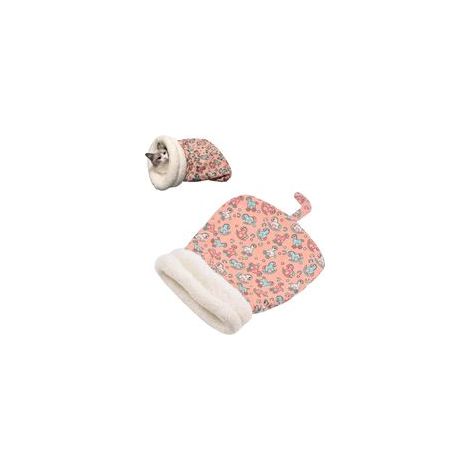Katzenschlafsack – ein bequemes Haustierbett, weich, flauschig, waschbar und geeignet für Wohnungskatzen (C)-Crezuo
