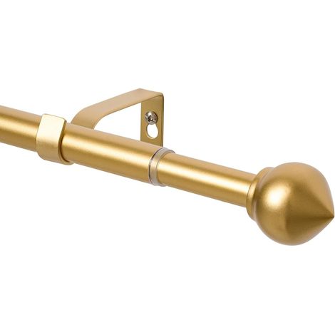 Bastone tende dorato regolabile 76-200 cm con terminale cono (1/5)