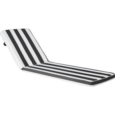 Cojín para Tumbona, 2 PCS, Cojín 1889x561x71 mm para Silla de Jardín Resistente al Agua y a la Decoloración, Cojines de Repuesto para Tumbonas con Lazos para Exterior, Rayas Blancas y Negras (1/5)