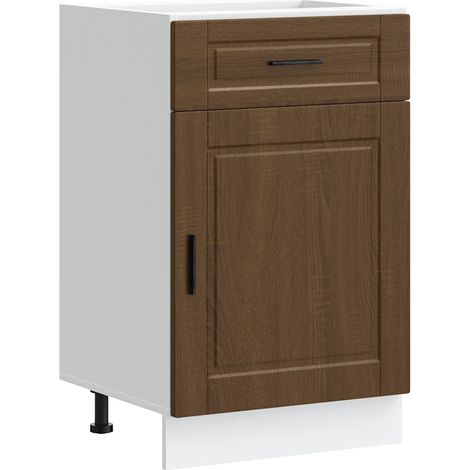 Armoire de cuisine moderne avec portes pratiques 50 x 46 x 81,5 cm en bois d'ingénierie chêne marron (1/5)