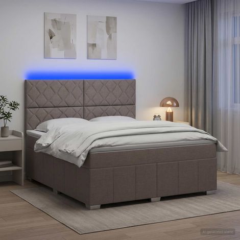 vidaXL Cama de muelles con LED y colchón Topo 140 x 200 cm Tela (1/5)