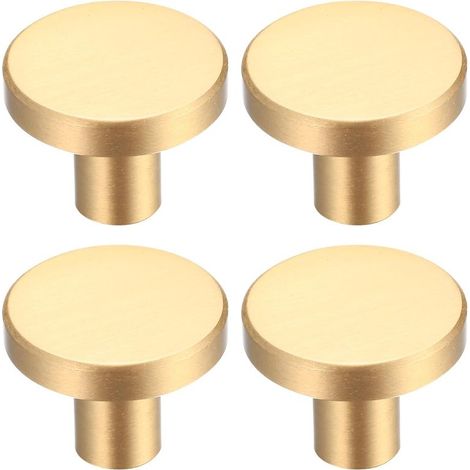 Poignee de Porte Laiton Massif Rond, Poignée de Meuble, Poignée Boutons de Tirage Tiroir Armoire Placards Commode Cuisine, Monotrou Poignée Doree - 4 Pièces(32 x 20 mm) (1/5)