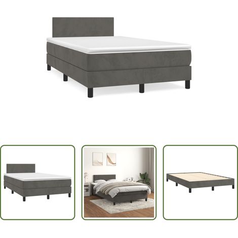 vidaXL Samt -  Boxspringbett mit Matratze Dunkelgrau 120x190 cm Samt (1/5)