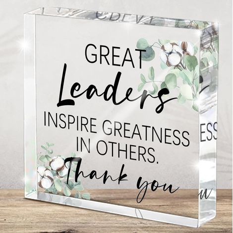 Cadeaux de la Journée du patron pour femmes, meilleur cadeau pour leader - Cadeaux de remerciement pour leader, mentor et patron - Plaque carrée en acrylique pour bureau de maison et bureau (1/5)