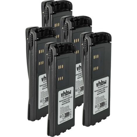 vhbw 5x Akku kompatibel mit Motorola PRO5450, PRO5550, PRO5350, PRO5750 Funkgerät, Walkie Talkie (1800 mAh, 7,2 V, Li-Ion) + Gürtelclip