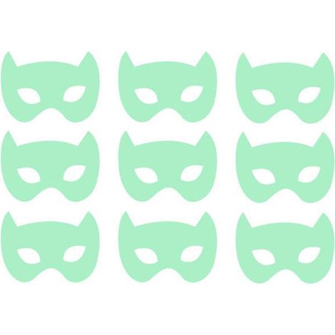 Autocollant déco murale lumineux forme masque mignon, vinyle vert 8,5x6,5 cm, lot de 9 stickers, décor chambre salon surface lisse