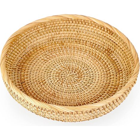 Servierkorb, Obstkorb, Rattankorb, Dekoration, Aufbewahrungshalter für Tisch, Büro, Wohnzimmer (20,5 cm)