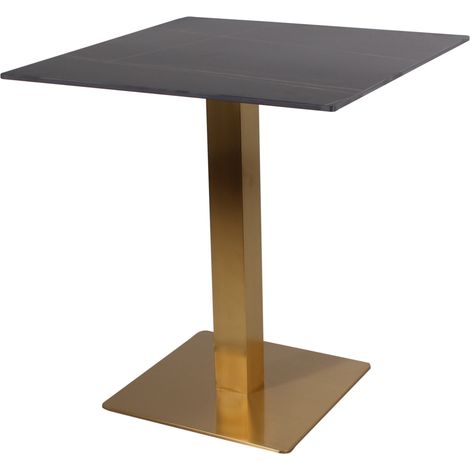 Tavolo bar pietra sinterizzata effetto marmo nero e oro interno esterno 80x80 cm (1/3)