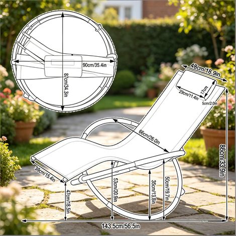 Fauteuil à bascule au design élégant raffiné pouvant servir de transat et chaise de repos intérieur extérieur