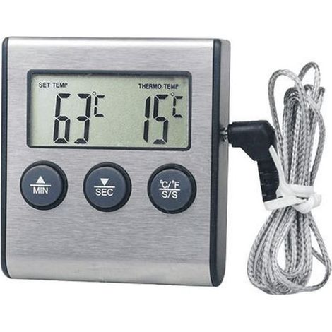 Thermomètre à sonde TP700, thermomètre électronique pour barbecue, minuterie, alarme, alliage d'aluminium (1/5)
