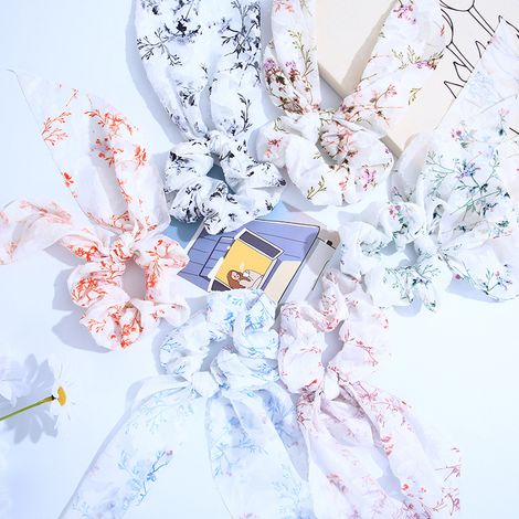 Haargummis mit Schleife – 6er-Set, Aquarell- und Blumenmuster, romantischer Boho-Stil-lsw (1/5)