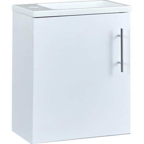 Milano Lurus 400mm Compact Wall Hung Bathroom Cloakroom Vanity Unit with Slimline Basin - White (1/4)