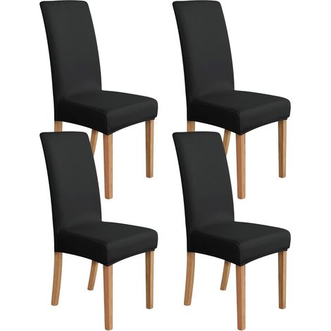 Housse de chaise de salle à manger extensible, unie, en 4 pièces, universelle et adaptée aux chaises de salle à manger de la maison et des hôtels (1/5)