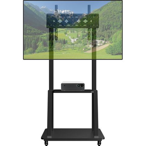 Support TV sur roulettes - Réglable en hauteur - Avec plateau multimédia - Pour téléviseurs LED, LCD, OLED plats et incurvés de 32 à 75 pouces - Charge maximale : 50 kg (1/5)