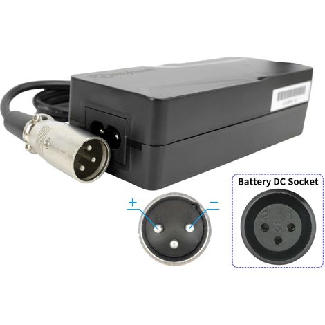 PowerSmart 42V 2A Chargeur avec connecteur XLR 3-Pin pour LLOBE Metropolitan Joy 36V, White Motion, Motion 2.0 (1/5)