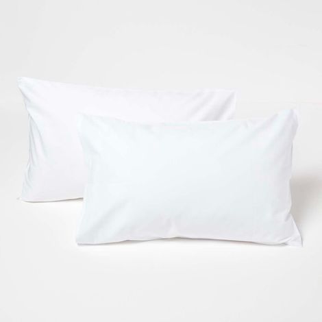HOMESCAPES Taies d'oreiller enfant 40 x 60 cm en coton égyptien 200 fils Blanc, Lot de 2 (1/5)