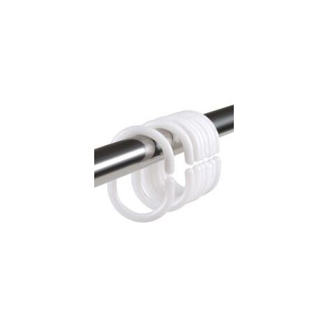 24 pcs Anneau Rideau Douche en Plastique, Accroche Rideau, Blanc, 4.5x2.8cm