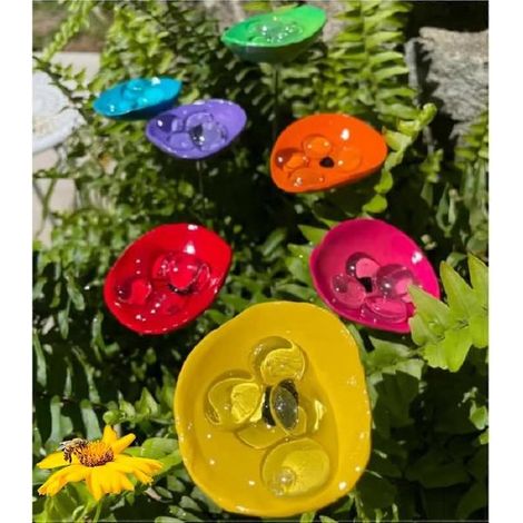 Station d'abreuvement pour abeilles (7 pièces), abreuvoir pour pollinisateurs (abeilles et papillons), mini-poteaux à fleurs, distributeur d'eau pour colibris, papillons (1/5)