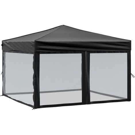 Tonnelle de jardin,Tente de réception pliable avec parois Noir 3x3 m CFW310778 (1/5)