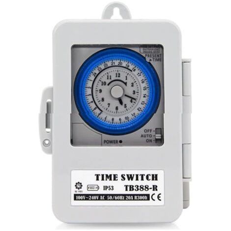 TB388R Mechanical Timer Waterproof 24 Hours Day Programmable for Water Heater Lamp AC 100 240V 20A (1/4)