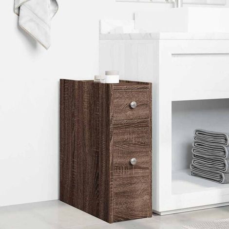 Meuble de Salle de Bain avec Lavabo, Design Compact en Chêne Brun, Rangement Mural Gain de Place pour Petite Salle d'Eau (1/5)