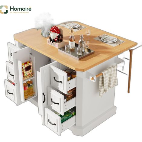 Küchenwagen MDF weiß 120 x 45 x 91 cm HOMAIRE (1/5)