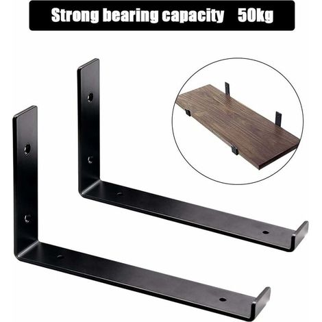 -2 soportes para estantes, soportes de pared industriales, marco de soporte para estantes robusto, apto para soportes de estantes de pared (negro) 235150 (1/4)