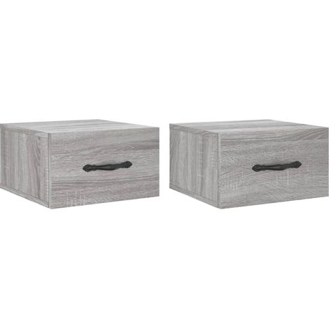 Maison Exclusive - Mesitas de noche de pared 2 uds color gris Son (1/5)