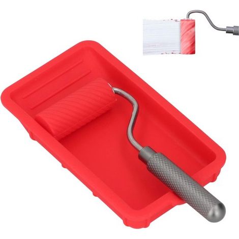 2-teiliges Leimschalen-Set mit Werkzeugen, Silikonrolle, wiederverwendbarer Farbschale, rot, Behälter für Holzbearbeitung (1/5)