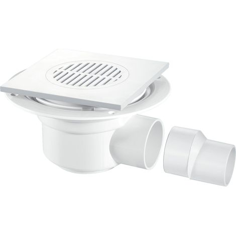 McAlpine TSG50T6WH 50mm Water Seal Trapped Gully, Tile/Grating with removable Grid, 2" Horizontal Outlet and 2" x 1½" Socket Reducer (1/2)