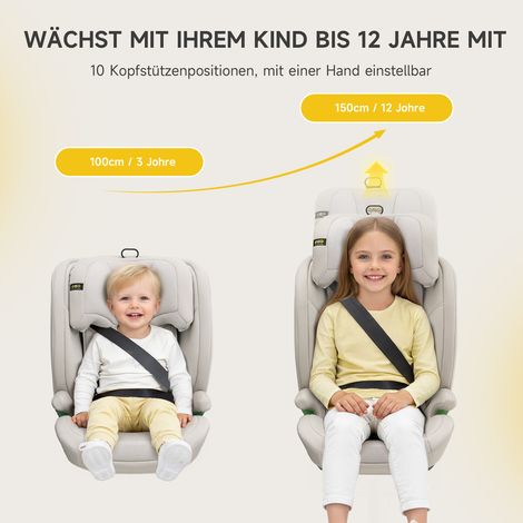 Siège auto enfant i-Size R129 3,5-12 ans (100-150 cm), réhausseur avec dossier ajustable, appui-tête, protection latérale renforcée, léger, fixation Isofix. (1/5)