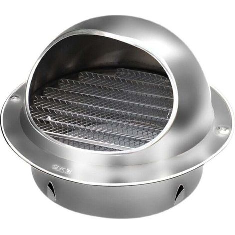 1 x aérateur rond, diamètre 100 mm, acier inoxydable 304, grille anti-insectes intégrée, étanche vent/pluie, pour tuyaux 4 pouces (1/4)