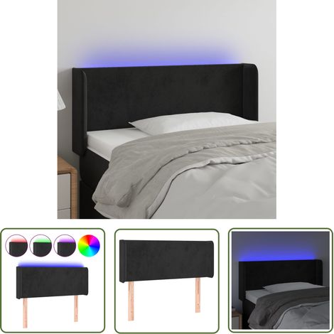 Tête de lit avec lumière LED，Panneau de lit pour Lit adulte，Décoration murale Noir 93x16x78/88 cm Velours XZZ11796 (1/5)