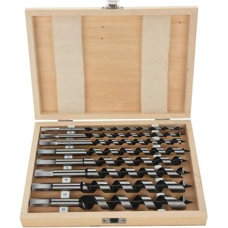 Jeu de forets 8 forets à bois dans une boîte en bois 6-20 mm adaptés à la salle d'outils (1/5)