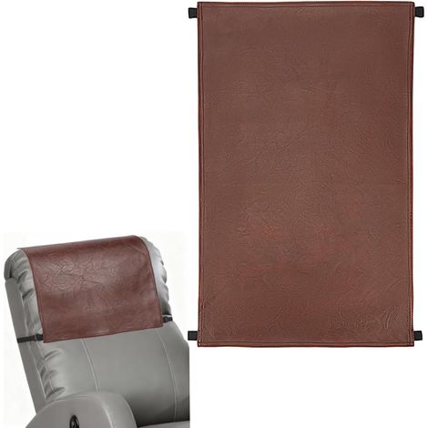 Protège Tête Antidérapant en Similicuir Marron Noix de Coco pour Fauteuil Inclinable Coussin Rectangulaire Imperméable avec Sangle pour Canapé Fauteuil Bureau Ou Maison (69 x 43.2cm). (1/5)