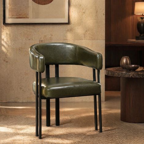 Sedia da pranzo 60x54x78 cm in similpelle verde, moderna per soggiorno FLORAGRACE (1/5)