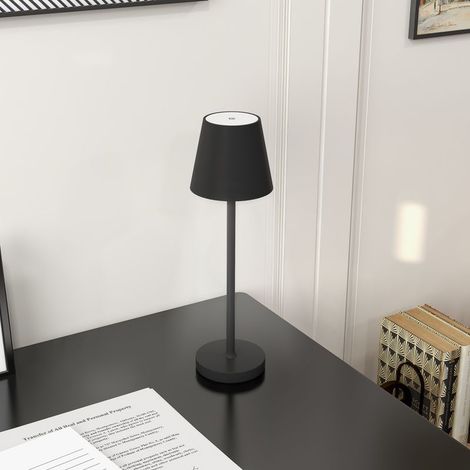 Lampe de chevet LED sans fil, lampe de table rechargeable USB-C, 3 intensités, Ø 11,2 x 36,5 cm, noire (1/5)