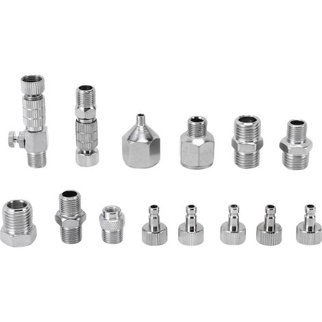 Juego de 14 piezas de conexión de acero inoxidable para aerógrafo, acoplamientos rápidos de 1/8" y 1/4" para compresor. (1/5)