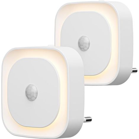 2 Pcs Veilleuse Prise Électrique avec Détecteur de Mouvement,3 modes de capteur,Luminosité réglable,de nuit blanche chaude pour les enfants,salle de bains,chambre à coucher (1/5)
