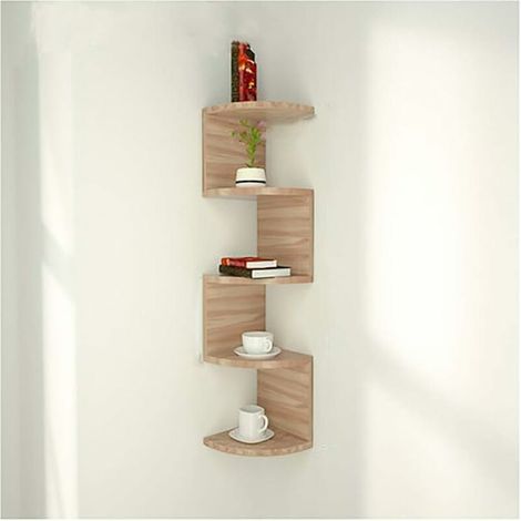 Etagere Murale D'Angle - 5 Niveaux - Bois - Pour Rangement Bibliothèque Plantes Jouets Decoration - 20 Kg Capacite - Dimensions 60x60x120 cm