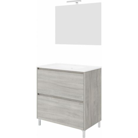 Meuble de salle de bain moderne lavabo 80cm miroir Lisbonne 80 - Gris (1/8)