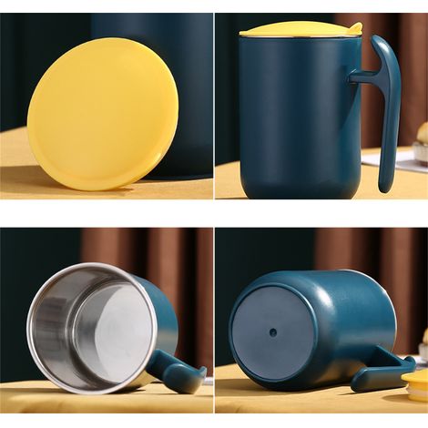Doppelwandiger, isolierter Edelstahlbecher, 550 ml, auslaufsicher und hitzebeständig, mattierte Oberfläche, dunkelgrün, ideal für Zuhause, Cafés und Büros. (1/5)