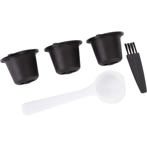 3Pcs Ménage Réutilisable Capsules de Café Filtre Capsules Rechargeables Tasse Fit pour(Noir) (1/5)