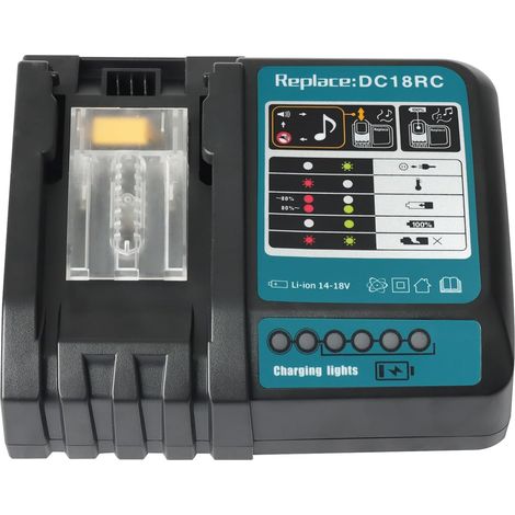 QUPERR DC18RC Chargeur Compatible avec Batteries 14,4V/18V Chargeur de remplacement pour DC18RA DC18RD DC18SD DC18SF, compatible avec BL1830 BL1840 BL1850 BL1430 BL1815N (1/5)