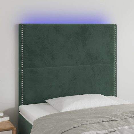 Cabecero con luces LED terciopelo verde oscuro 90x5x118/128 cm vidaXL (1/5)