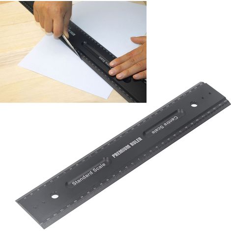Règle en alliage d'aluminium, équerre, règle de mesure multifonctionnelle, règle à tracer, règle double usage droite et échelle (1/5)