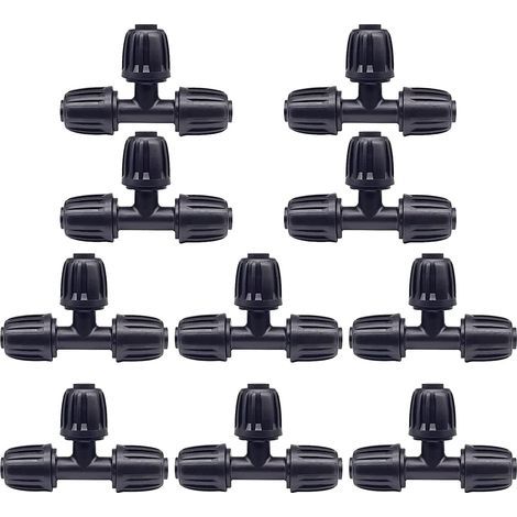 CCYKXAA 10pcs 16mm PE Pipe Connector Tee Garden Irrigation Hose Connector Tee Connector for Garden Yard Plant Watering